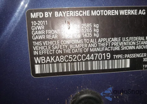 2012 BMW 750I from USA, damaged, VIN WBAKA8C52CC447019